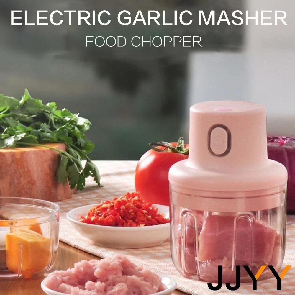 JJYY Portable Electric Food Chopper 100/250ml Mini Garlic Press USB Home Garlic Masher Kitchen Tools