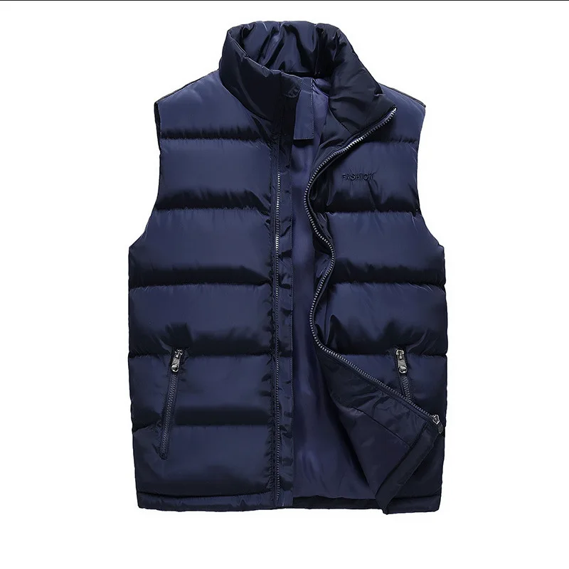 

Men Vest Winter Down Cotton Vest Men Solid Color Stand Waistcoat CollarSlim Thickening Fashion Jacket Men Plus Size 6XL