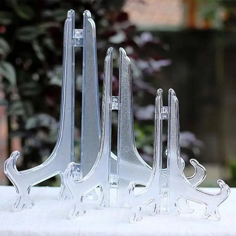 Clear Acrylic Easel Stand Plate Holder Display Pictures Frames Photos For Weddings Home Decor Birthday Table