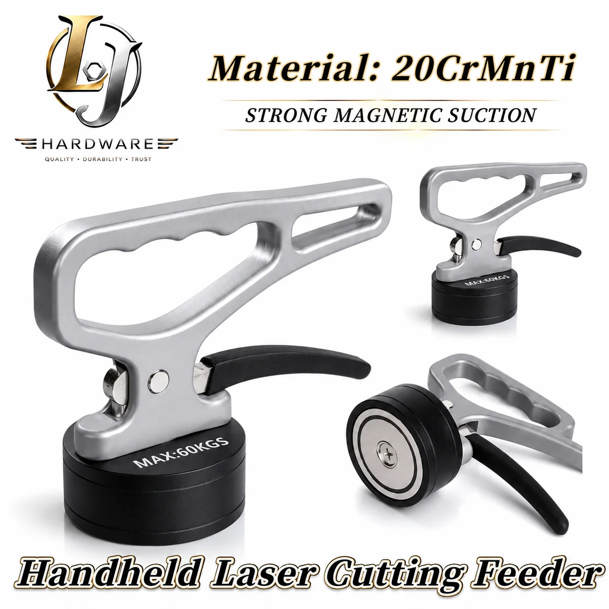 Handheld Strong Magnetic Feeder Laser Cutting Suction Cup Handling Tool for Iron Steel Plate Sheet Metal Magnetic Lifter