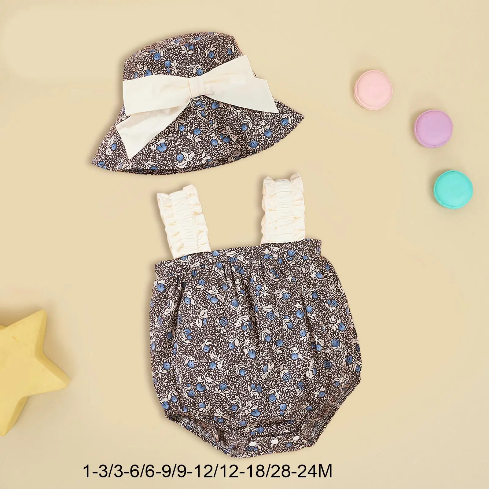 Mädchen Stram pler mit Hut schöne Sommer leichte Onesies Säugling Overall für den täglichen Gebrauch Spiel kleidung Party Geburtstag Foto Requisiten