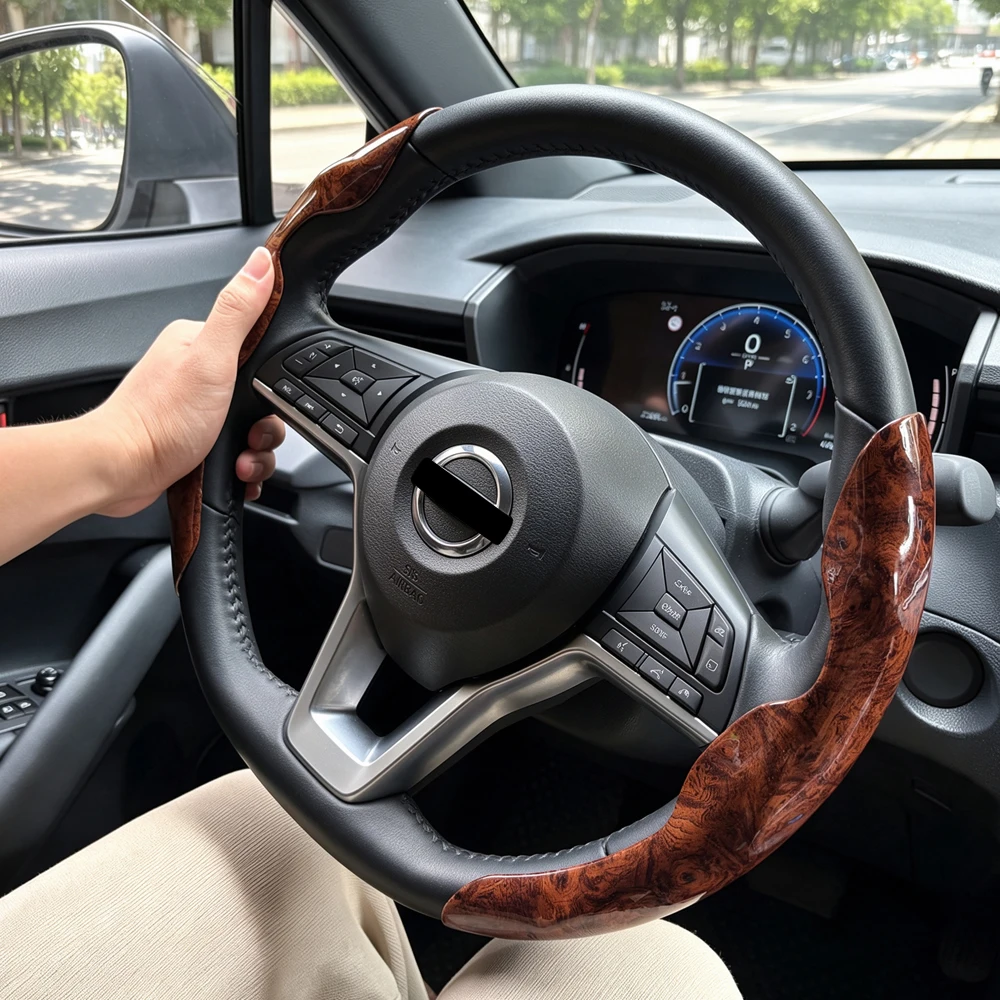 Peach Wood Grain Segmented Car Steering Wheel Cover For Nissan Qashqai X-Trail Rogue Kicks Juke Altima Pathfinder Murano Navara