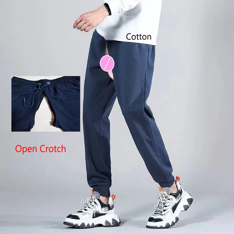 

Man Fashion Open Crotch Sexy Pants With Hidden Zipper Easy Take off Trousers Crotchless Pantis Gay Club Dancewear Outdoor Sex