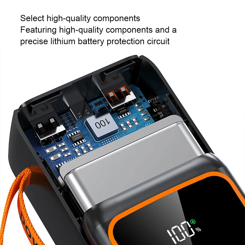 50000mAh 80000mAh Power Bank with Cable for iPhone 16/15/14 Pro Max Samsung S24/Xiaomi/Huawei 30000mAh Portable Charger