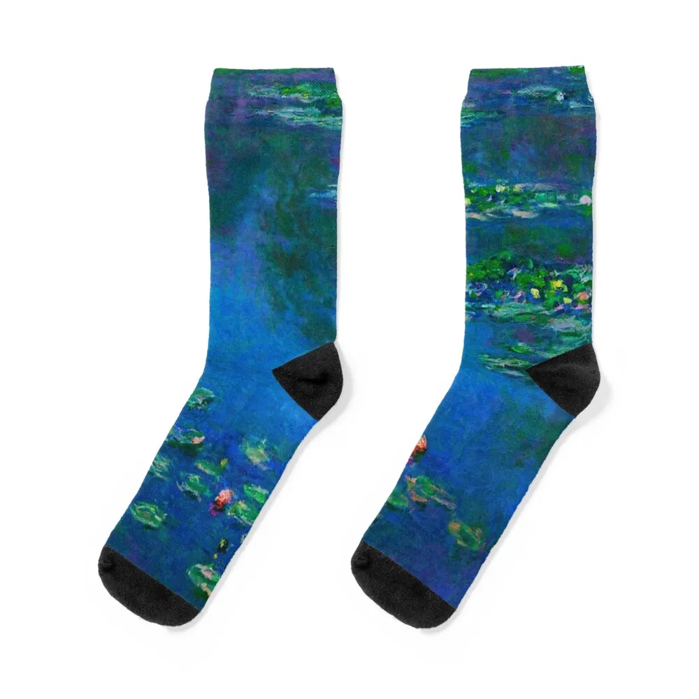 claude monet - water Lilies,blue water Lilies Socks gifts Antiskid soccer Children's Mens Socks Women's