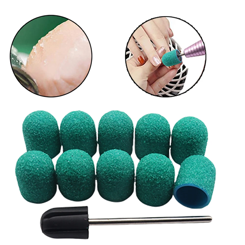 10 Stück 10 mm Nagelschleifkappen mit Nagelbohrer-Bits für Fußfeile, Hornhautentferner, Pediküre-Nagelpolierer # 80 # 120 # 180 10