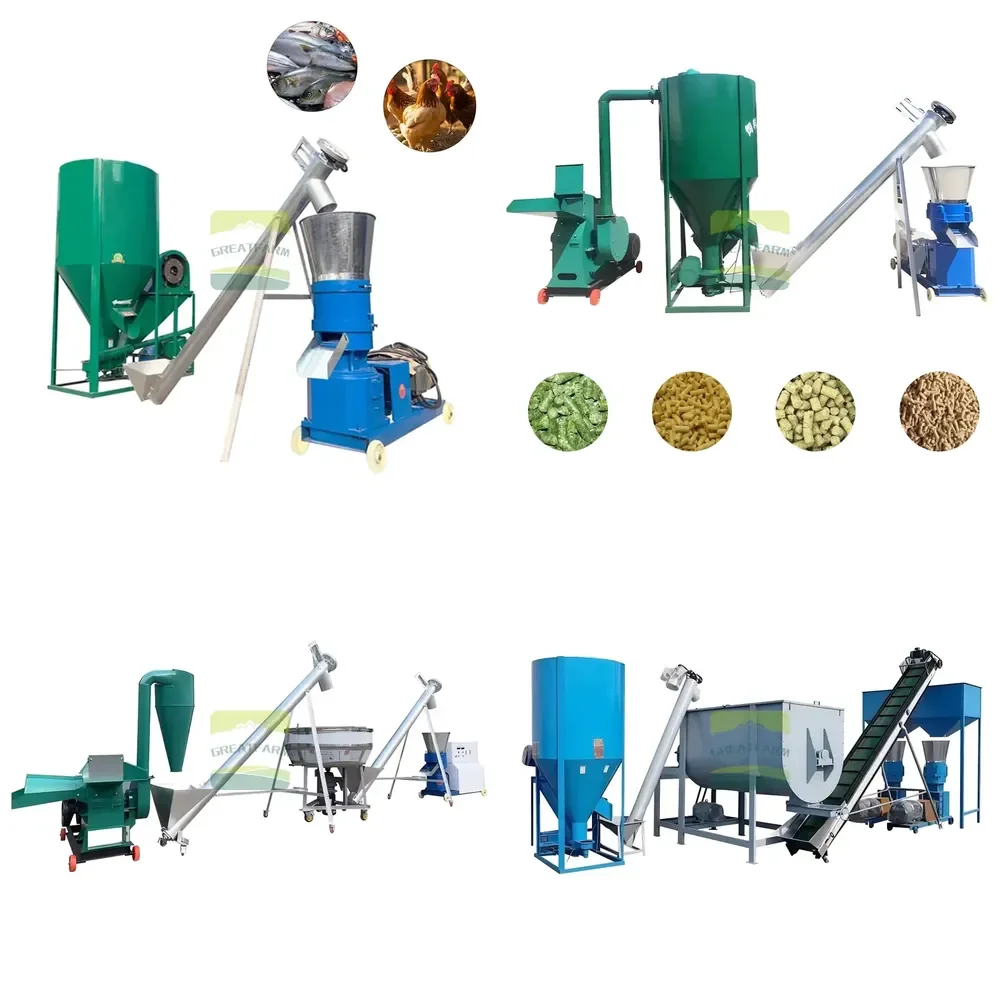 

GREAT FARM Integrated 1000kg Feed Mixer & 160kg Animal Pellet Mill Production Line for Home-Based Livestock Farming