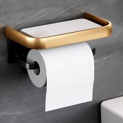 Toilet Paper Holder Multifunction Bathroom Storage Shelf Roll Paper Holder Self Adhesive Bathroom Toilet Accessories Black