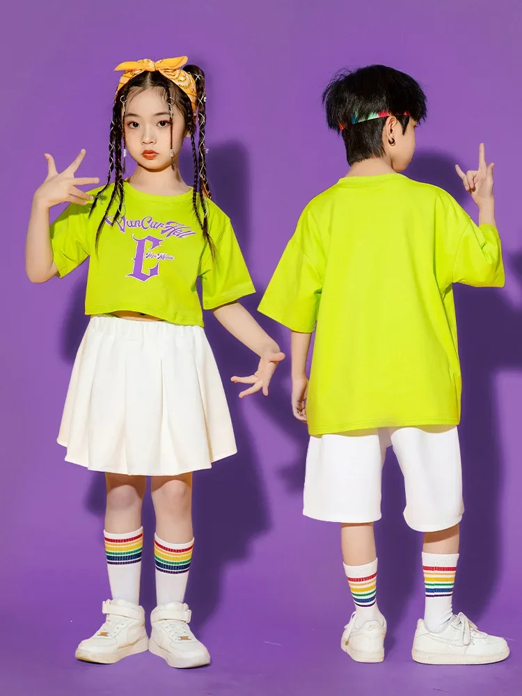 Children Fashion Hip Hop Skirt T Shirt Shorts Street Dance Wear Dancing Clothes Ballroom Costumes Jazz for Girls Boys Dancewear