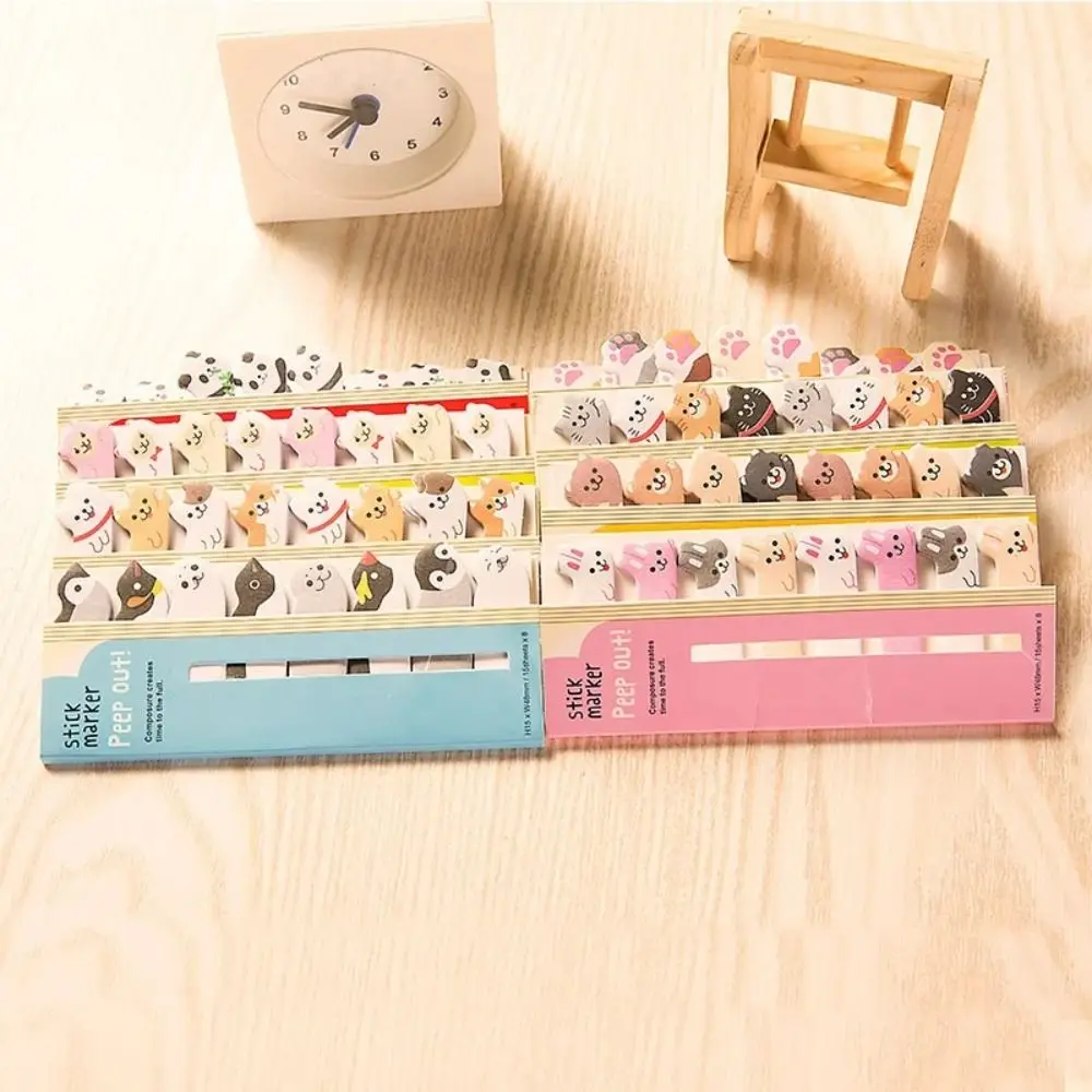 Kawaii Paper Cartoon Animals Marker, Staacquering Cartoon Memo Pad Notes, Label Stickers