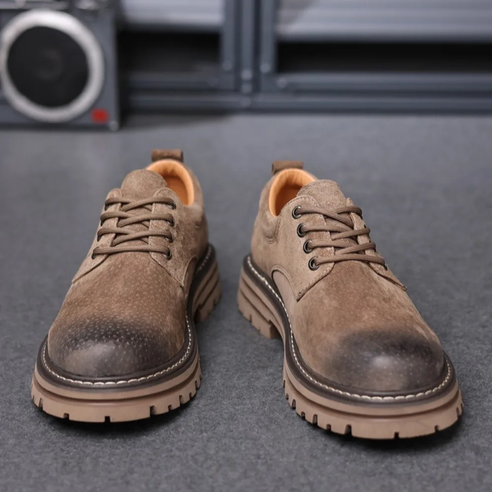 Ankle Boots Men's Casual Leather Shoes Platform Low Top Boots Men's Casual Men's Shoes Low Top Tooling Shoes Man