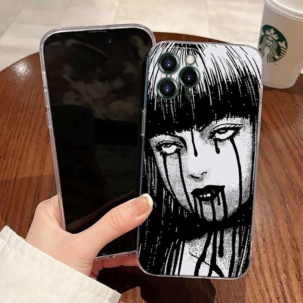 حافظة شفافة من الرعب الهزلي T-Tomies Junji Ito Manga لهاتف Apple iPhone 17 16 15 14 13 12 11 Pro Max Plus 16E 17Air