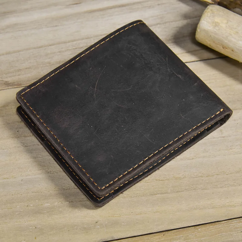 Newsbirds Simple Design Leather Short Wallet For Men Male Real Cowskin Short Card Purse Mini Men's Slim Purse Men Wallet Thin