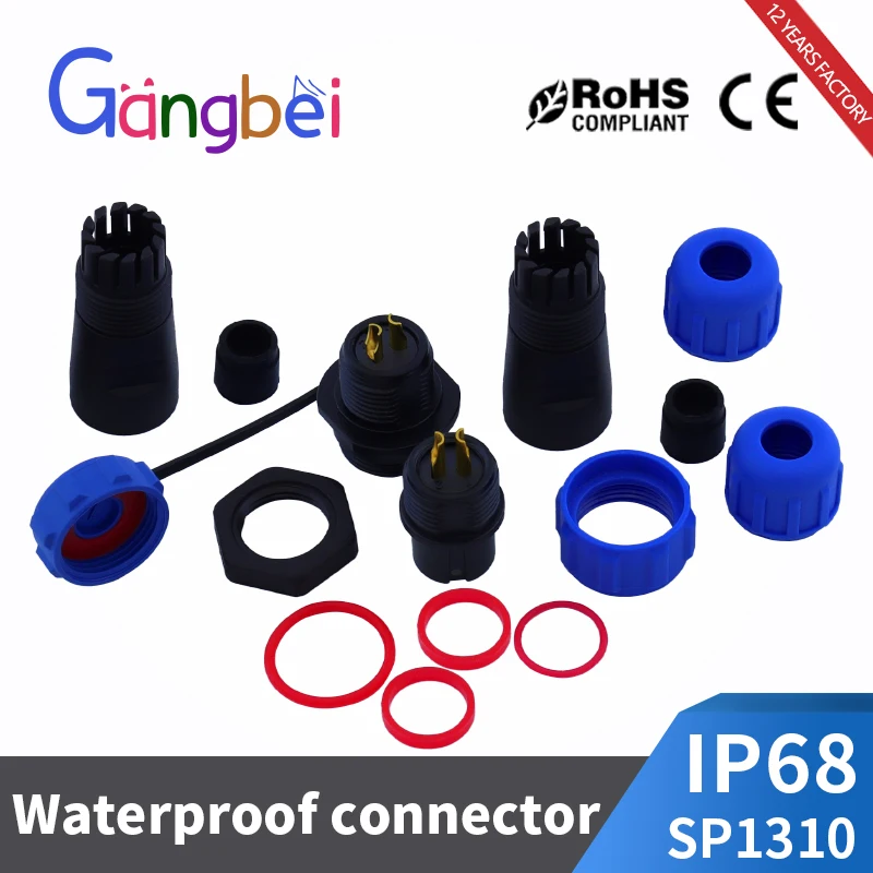 SP13 Waterproof Connector IP68 Aviation Plug Male Female Socket Set Docking 2/3/4/5/6/7/9 Pin Gangbei