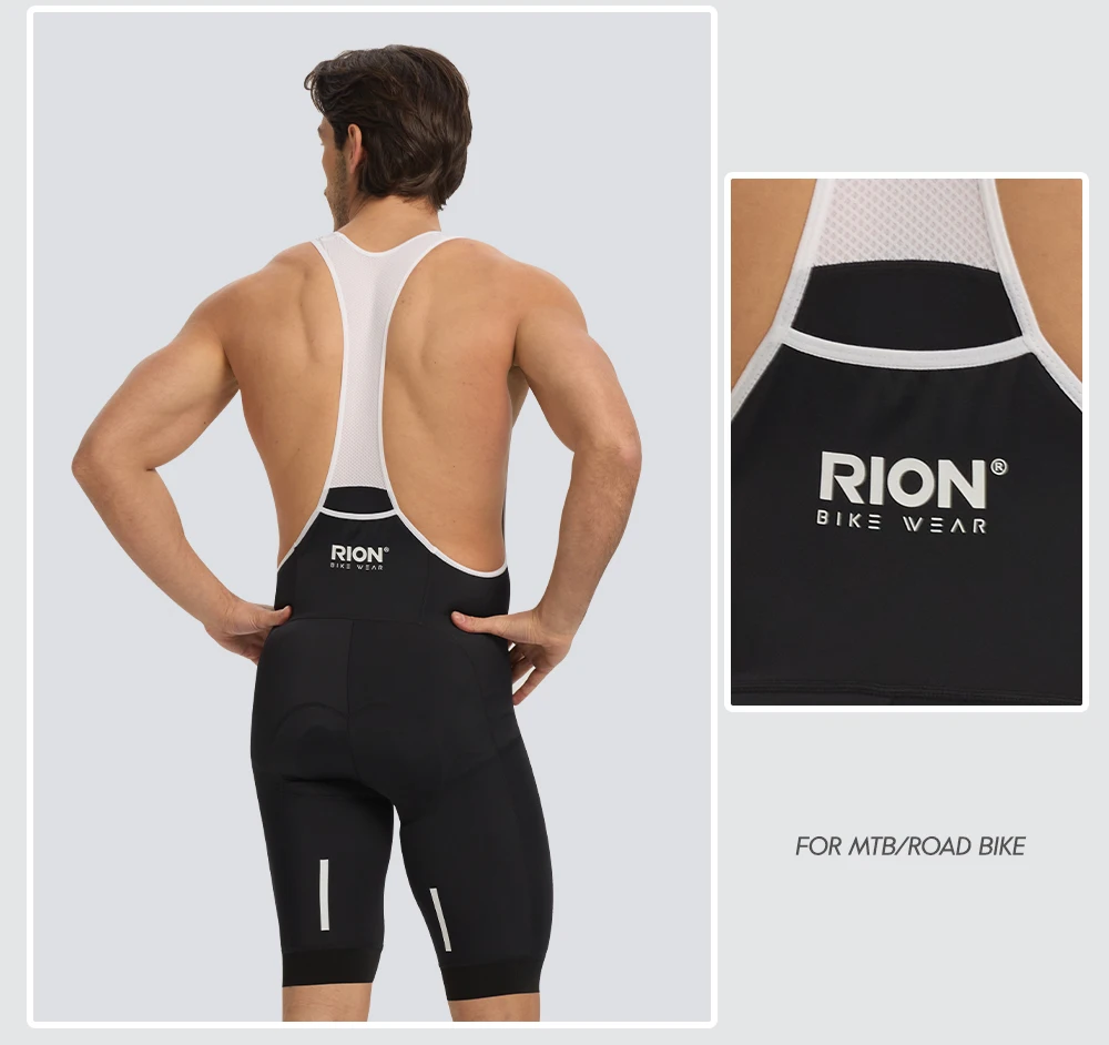 RION Herren Radsport-Trägerhose Rennrad MTB Tights Dolomiti 8H Polsterung Pro Fahrradbekleidung Sommer Sportbekleidung Atmungsaktiv – Detail 12