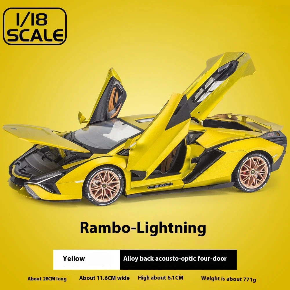 1:18 Lamborghini SIAN FKP37 sportwagen Diecast Metaallegering Model auto Geluid Licht Pull Back Collection Kinderen Speelgoed geschenken
