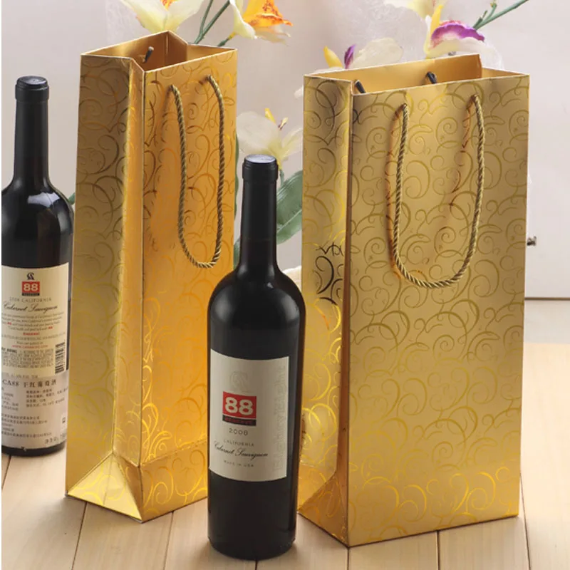 600Pcs  size 17x9x35cm 230gsm High Quality  Cardboard Two Bottles Wine Bag Paper