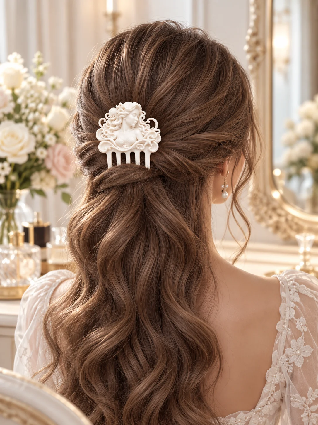 3D Printed Mermaid Hairpin for Beach Weddings, Featuring Fresh White Three-Dimensional Relief Shells and Starfish, with a Marine Theme That Perfectly Matches Seaside Scenes. Five-Pronged Hair Fork for Secure Hair Holding, Not Easily Blown Off by Wind. Made of Lightweight Pla Material, Waterproof and Durable. Suitable for Bridal Updos, Bridesmaids' Hair Accessories, and Can Also Be Used as Decoration for Island Vacation Photos. Mermaid-Themed Party Atmosphere Props, Perfect Hair Accessories for Beach Weddings