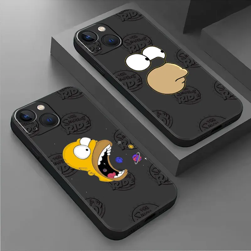 Case For Apple iPhone 15 14 11 13 12 Pro 7 X XR XS Max 6 8 Plus SE 2022 15Plus Soft Phone Coque Disney Cartoon Simpson Family