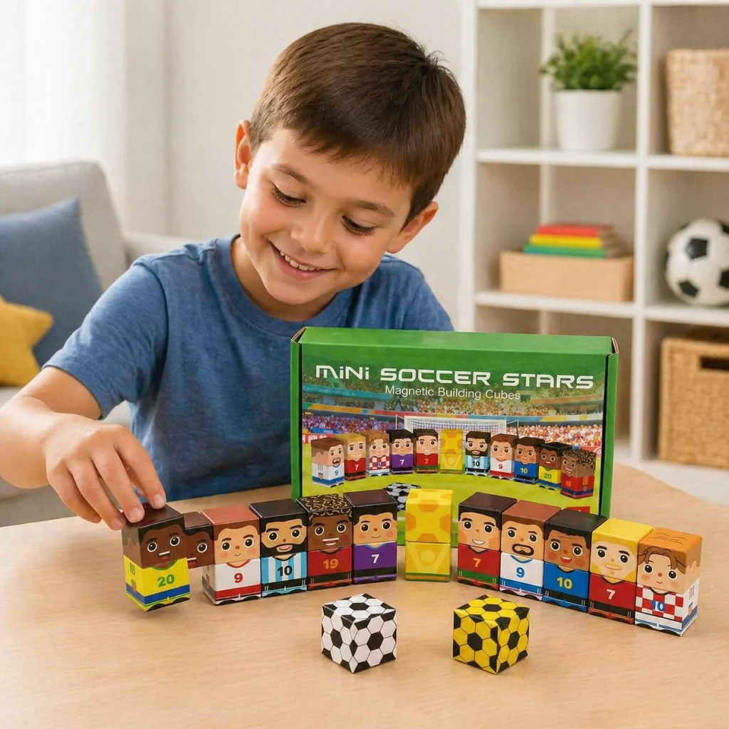 

24Pcs Magnetic Soccer Building Blocks, Plastic Cubes, Educational Interactive Toy Gift For Kids 3+