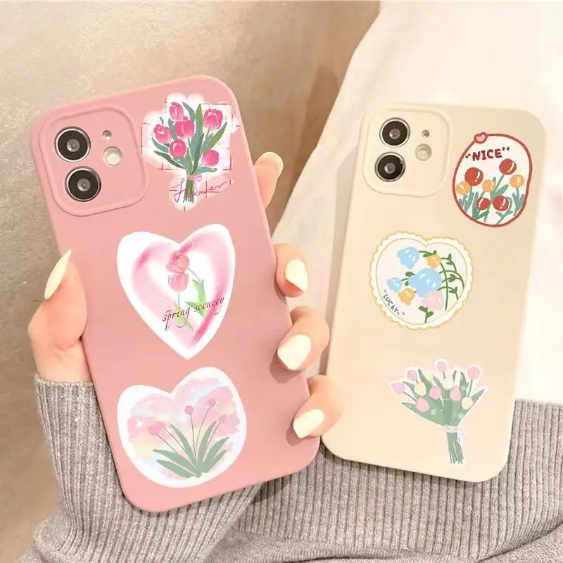 30pcs/pack Hand-painted Tulip Sticker Graffiti Stickers DIY Luggage Stickers Notebook Phone Case Wall Decor Stickers Kid Toys