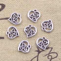100pcs Charms Lovely Hollow Mini Heart 9x9mm Antique Silver Color Pendants DIY Crafts Making Findings Handmade Tibetan Jewelry