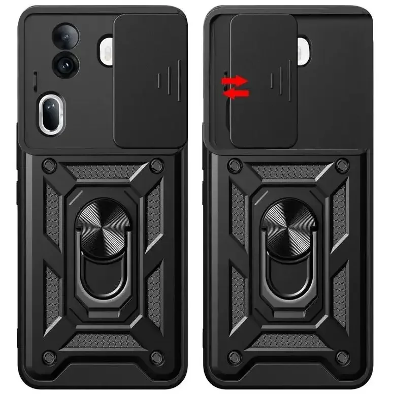 Ring Holder Shockproof Armor Phone Cases For OPPO Reno 11 11F 11 F Reno11 Pro Reno11F 5G Slide Lens Protect Cover