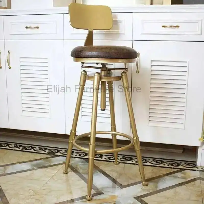 

Nordic Chair Golden Chair Bar Lift Rotating High Foot Chair Iron Backrest Home Use Bar Stools Furniture