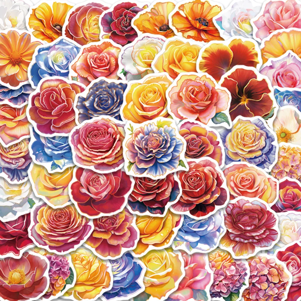 10/30/55 PIÈCES Frais Créatifs Fleurs Plantes Autocollants Kawaii Pour BRICOLAGE Voyage Bagages Guitare Réfrigérateur Ordinateur Portable Graffiti Autocollant Enfant Autocollant