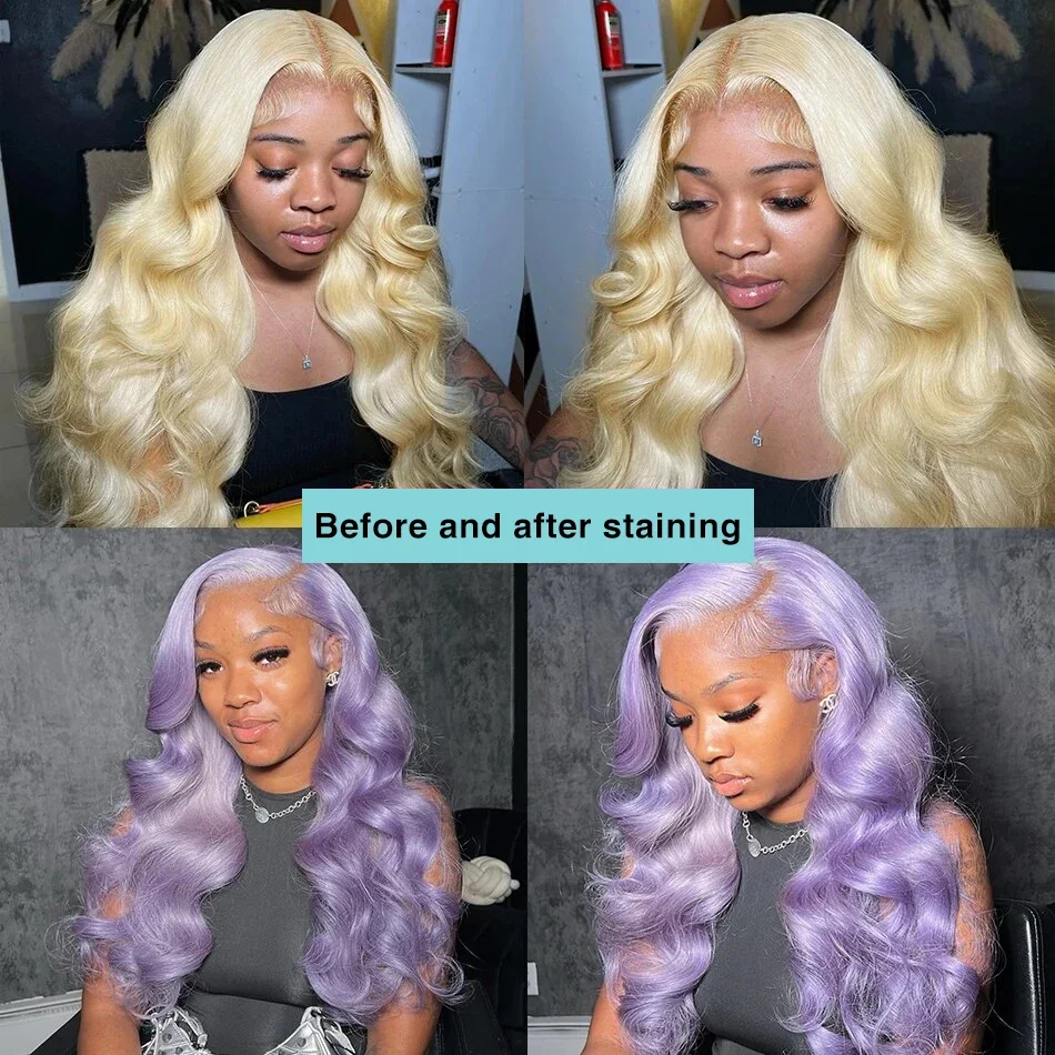 Honey Blonde Body Wave Lace Front Wig para Mulheres, HD Transparente Lace Frontal Perucas, Cabelo Humano Brasileiro, 13x4 Colorido, 613x6