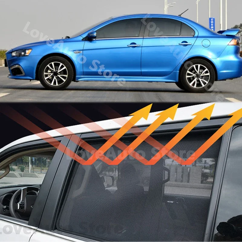 For Mitsubishi Lancer 2008-2017 Car Sunshade Magnet Protection Back Front Rear Window UV SunShade Visor Protector Accessories