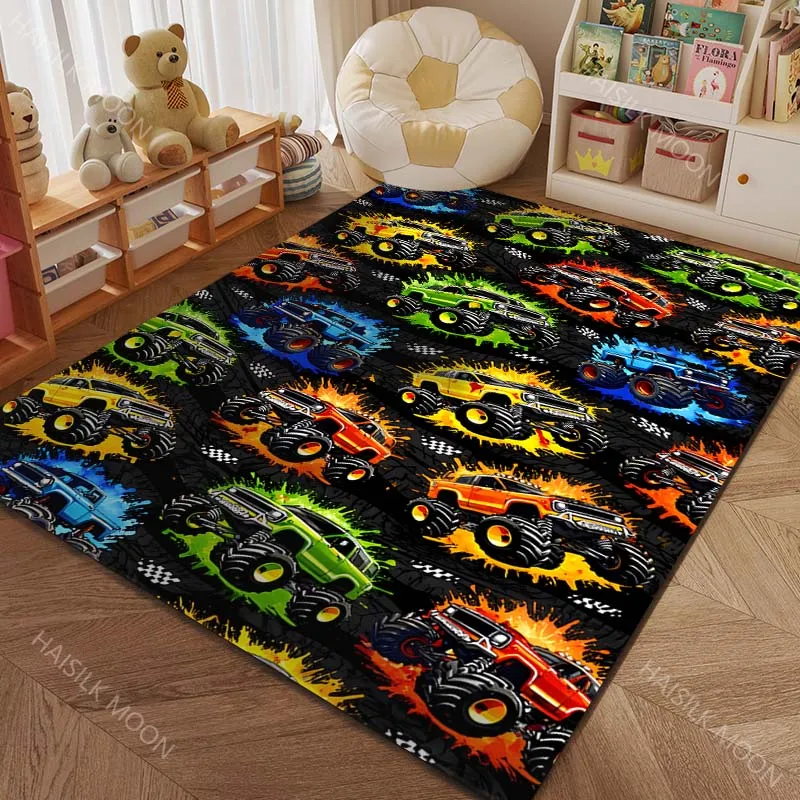 Big Wheels Monster Truck 4X4 Pattern Rug Carpets for Bedroom Living Room Mat Creative Door Mat Dressing Room Rugs Luxury Gifts view 4