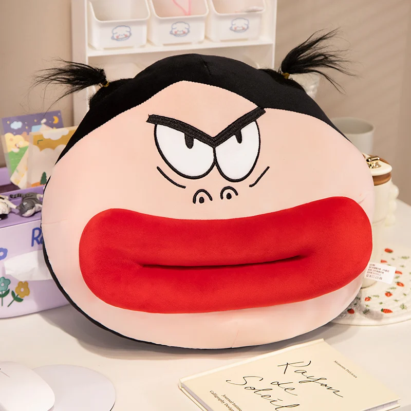 Creative Cute Big Mouth Red Lips Funny Plushies Doll Girls Coin Purse Keychain Pendant Stuffed Soft Cartoon Pillow Sleep Cushion