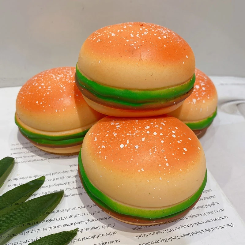 Cute Burger Creative Stress Relief Squeeze Toy Slow Rising Food Squishy Ball Anti‑anxiety Fidget Toy For Leisure Entertainment image 2
