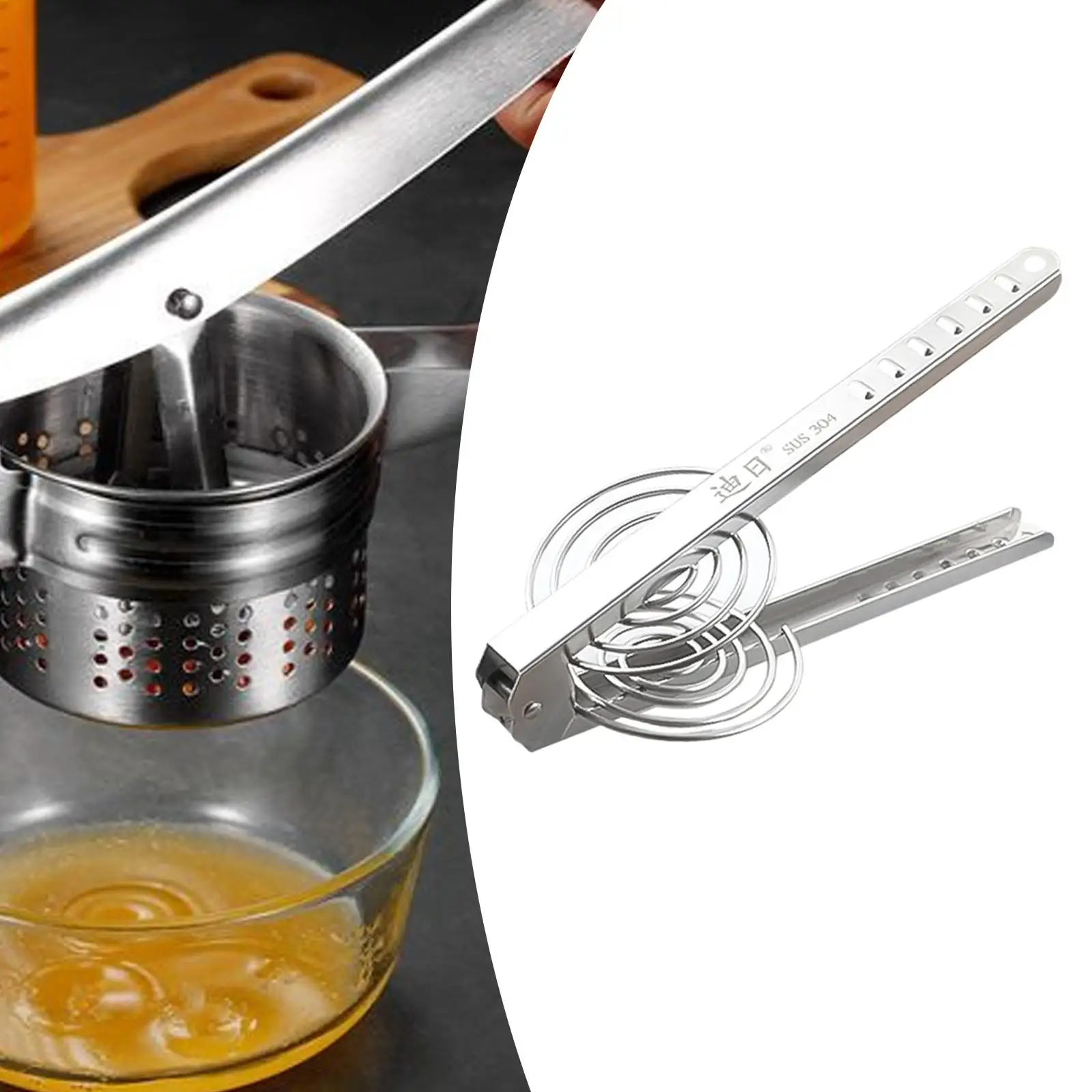 Potato Ricer Masher Citrus Juicer Easy to Clean Space Saving Non-slip Handle Squeezer for Grapefruit Pomegranate Dumpling Tomato