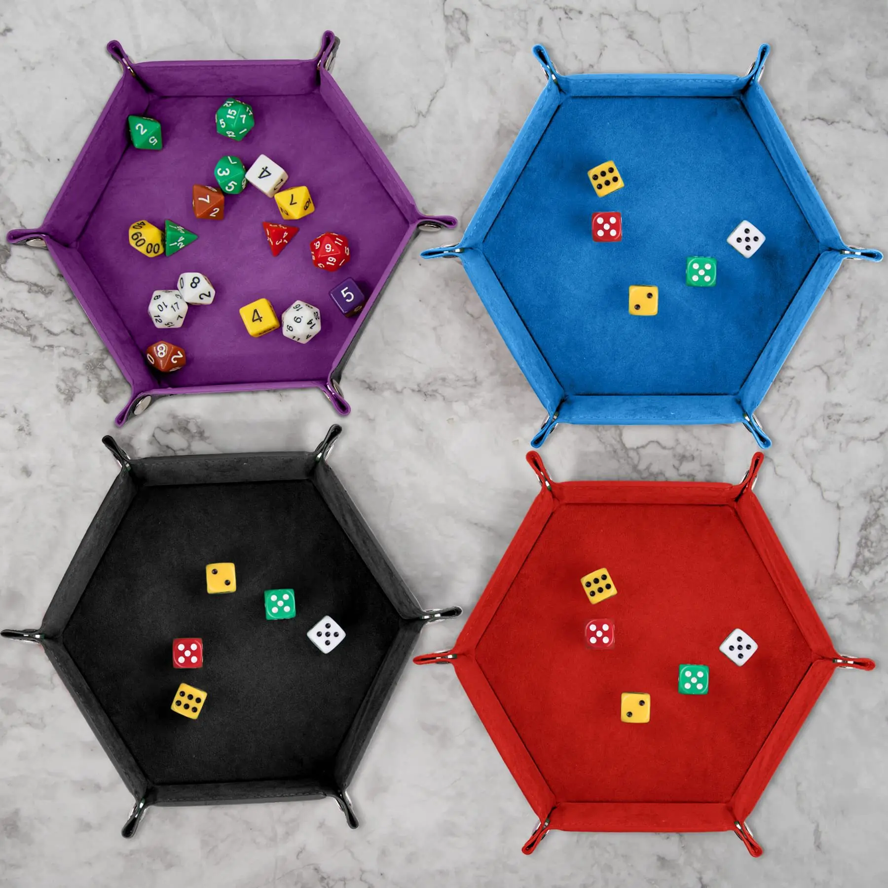 Hexagonal Felt Dice Tray Foldable Storage Box Game Tray Desktop Storage Box Jewelry Tray image 5
