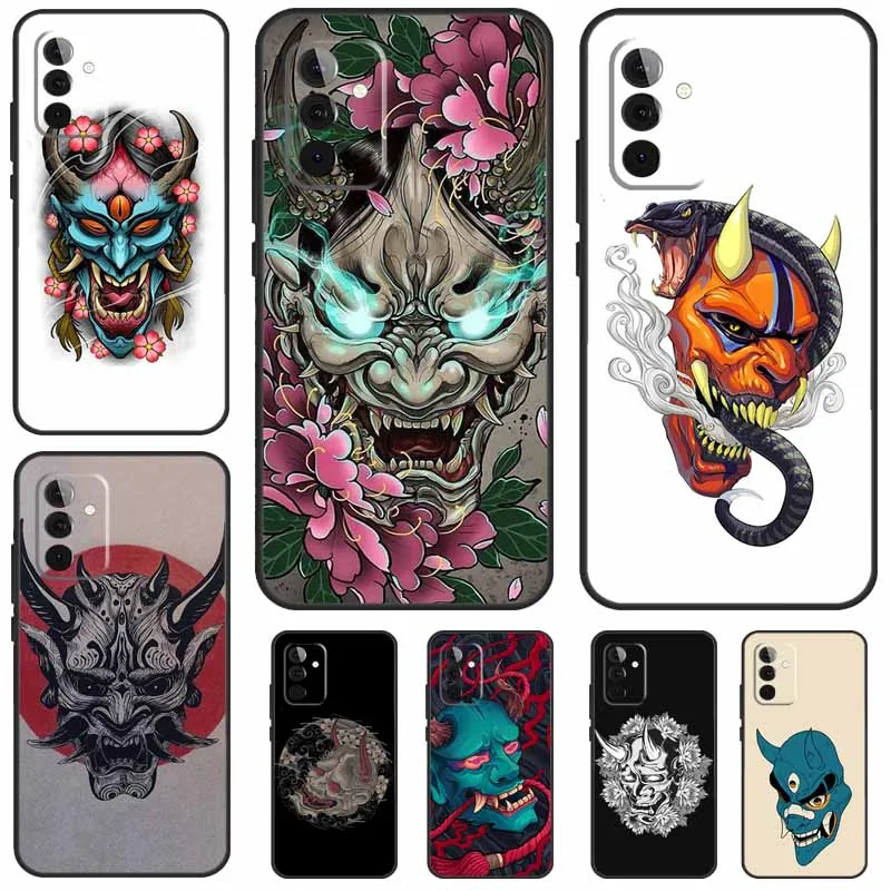 Japanese Oni Hannya Demon Mask Case For Samsung Galaxy A13 A23 A33 A53 A73 A14 A24 A34 A54 A72 A52 A32 A12 A51 A71 A15 A25