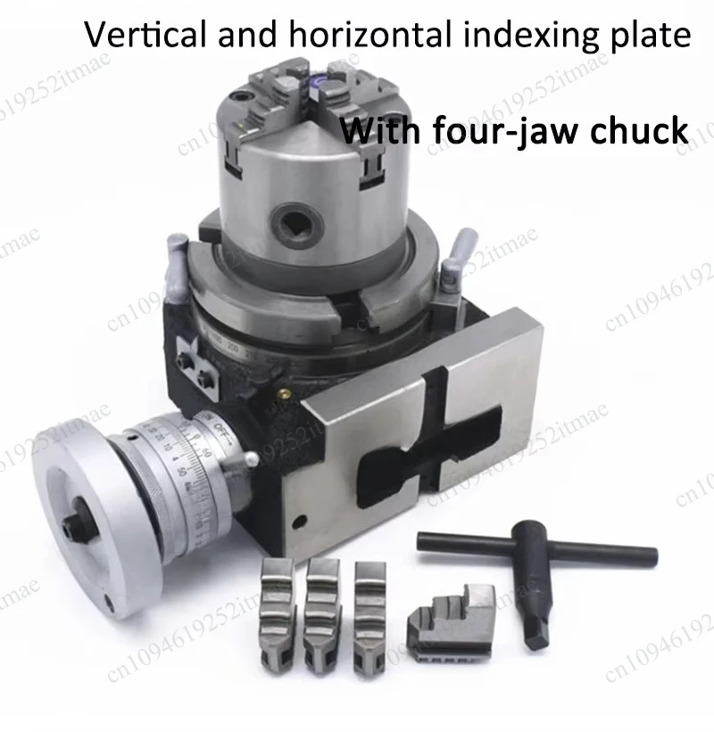 4 Inch Rotary Table with 3-Jaw Chuck, Universal Indexing Head Dividing Plate for Milling Machine, Horizontal & Vertical Use