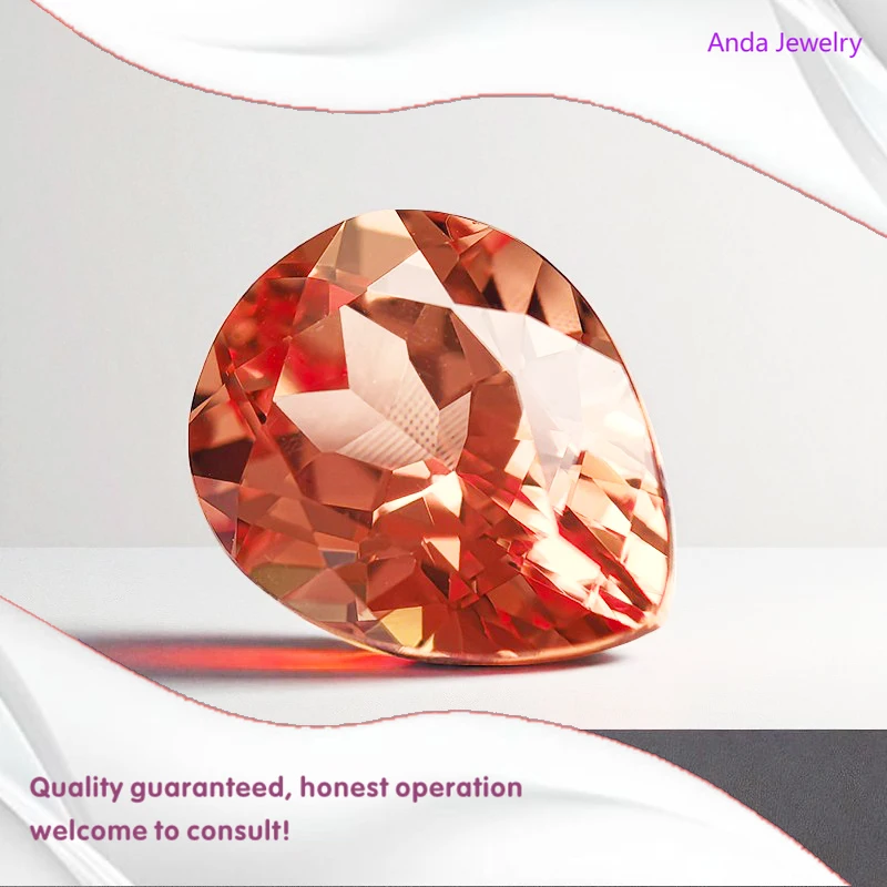 

Lab Grown Sapphire Pear Cut Multiple Size Sunset Orange Gemstone With Certificate Pass Diamond Tester For Mewelry Diy Maki