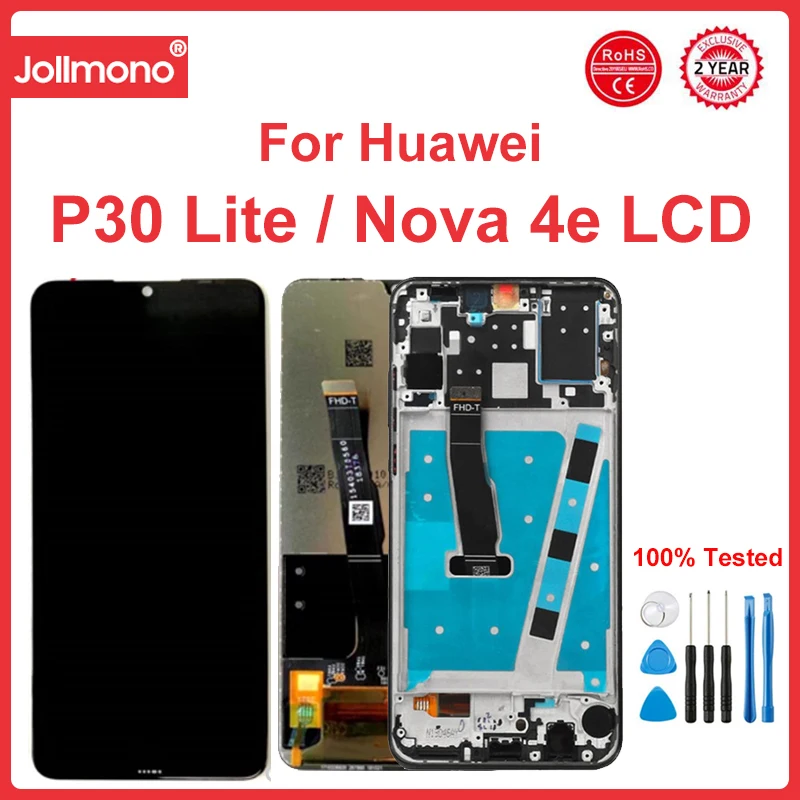 6.15'' Original LCD With Frame For HUAWEI P30 Lite LCD Display Screen For HUAWEI P30 Lite Screen Nova 4e MAR-LX1 LX2 AL01