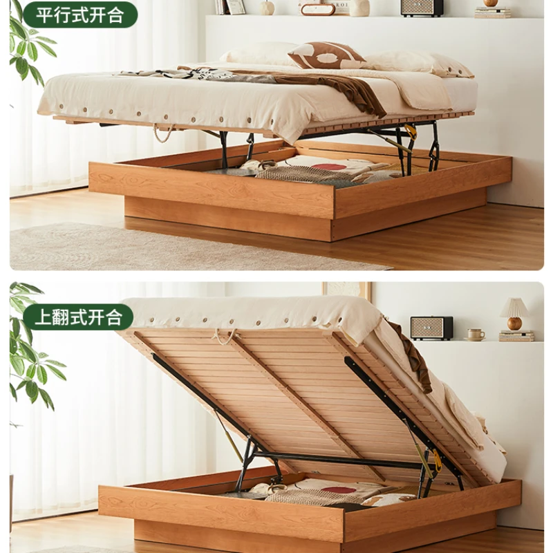 TLL Nordic Solid Wood Box Bed Cherrywood High Box Storage Bed