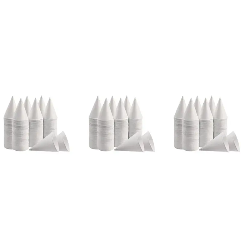 SDFC-White Paper Cone Cups, Snow Cone Cups,Coated Leakproof Cone Paper Cups For Slush, Shaved Ice, Water 600Pcs