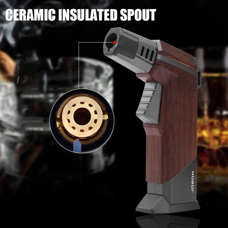 New JOBON Windproof Strong Blue Flame Gun Lighter With Flame Lock Non-slip Base Ignition Gadgets
