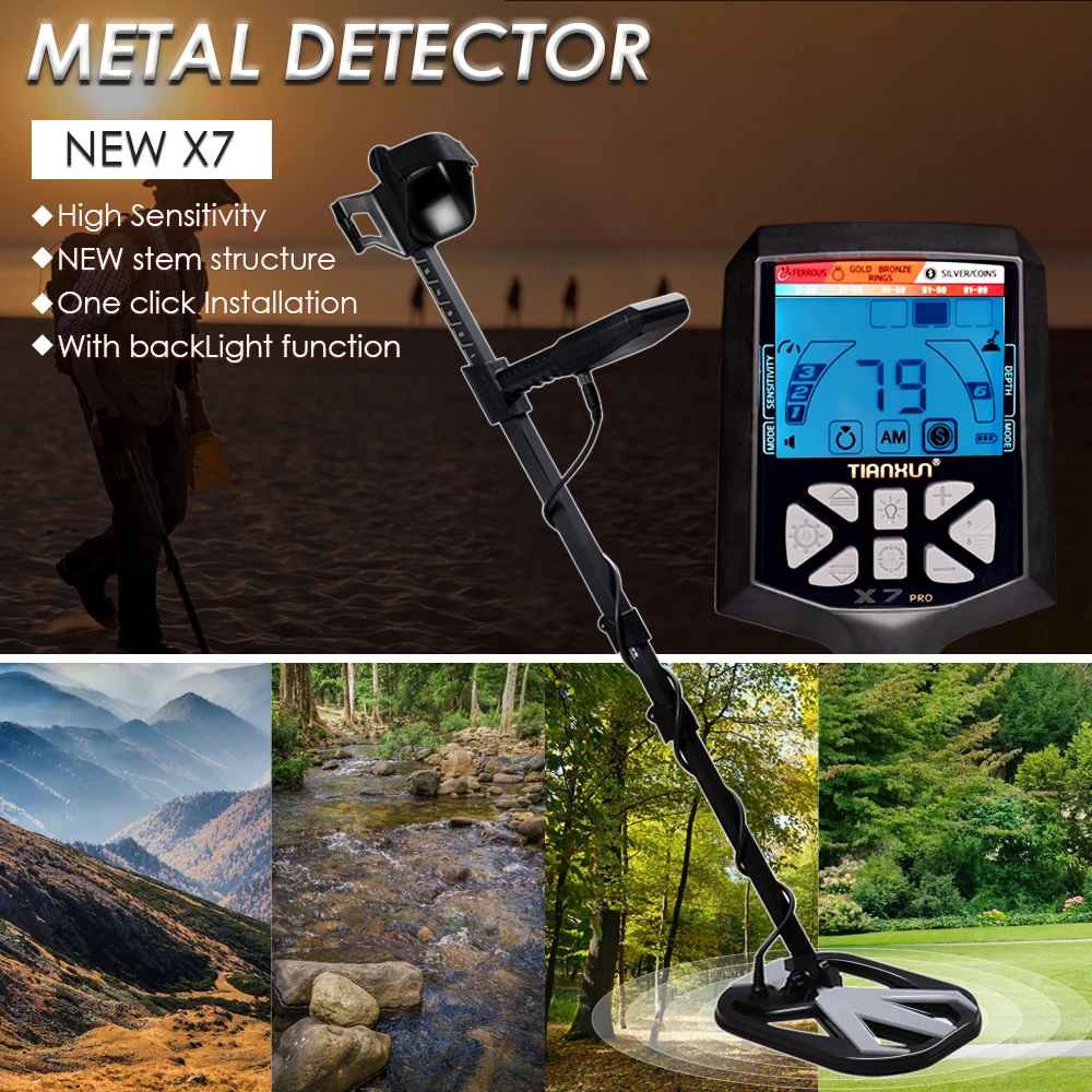 2025 X7 Metal Detector with Depth Indication Numerical Value Selective Shielding for Treasure Hunting Accurate Target Detection