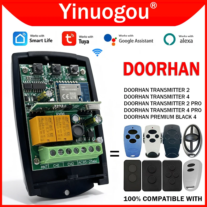 

For DOORHAN TRANSMITTER - 2 4 PRO Tuya Wifi Garage Door Remote Control Receiver 433MHz Barrier Smart Switch Module Controller