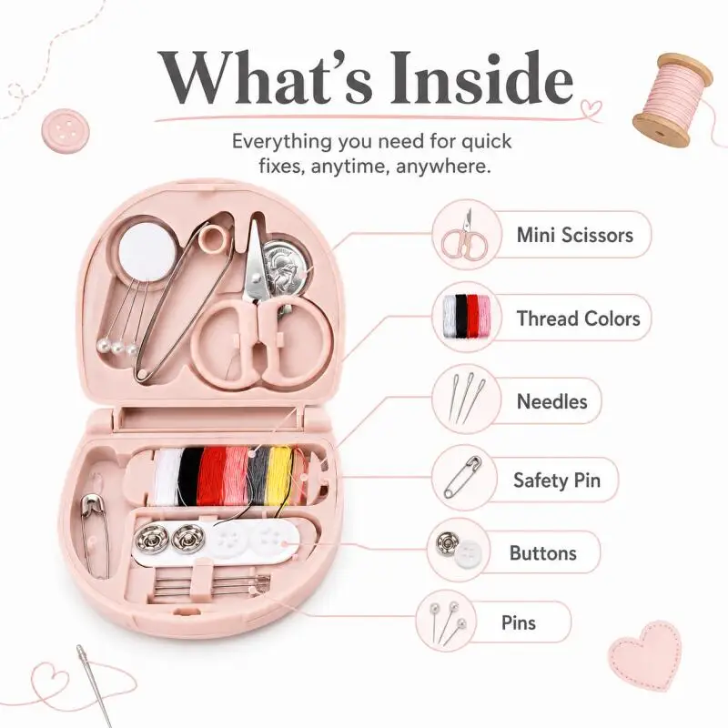 Mini Tragbare Reise- und Heim-DIY-Nähbox, Tragbares Nadel- und Faden-Set, Nähwerkzeug-Set – Detail 5