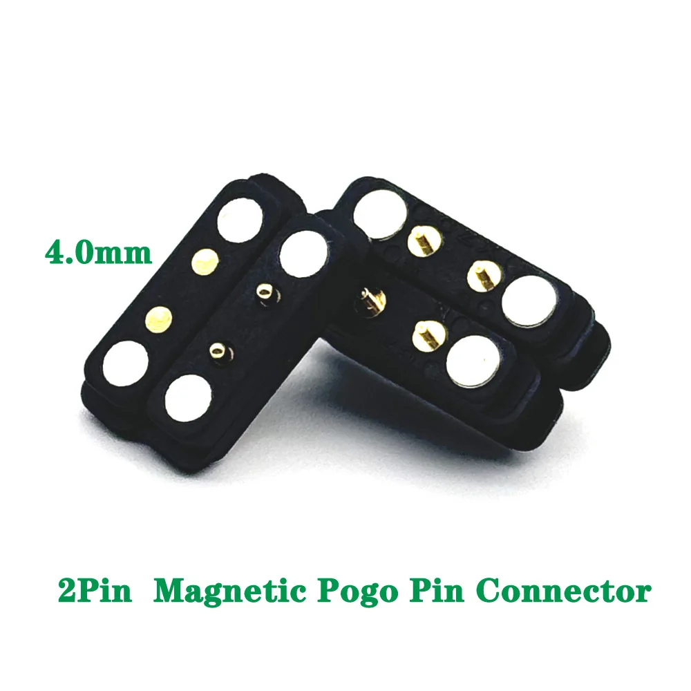 1Pair 1A Waterproof Magnetic Pogo Pin Connector 2 Pole Male Female 4.0mm Spring Fast Charging DC Power Socket 2Pin