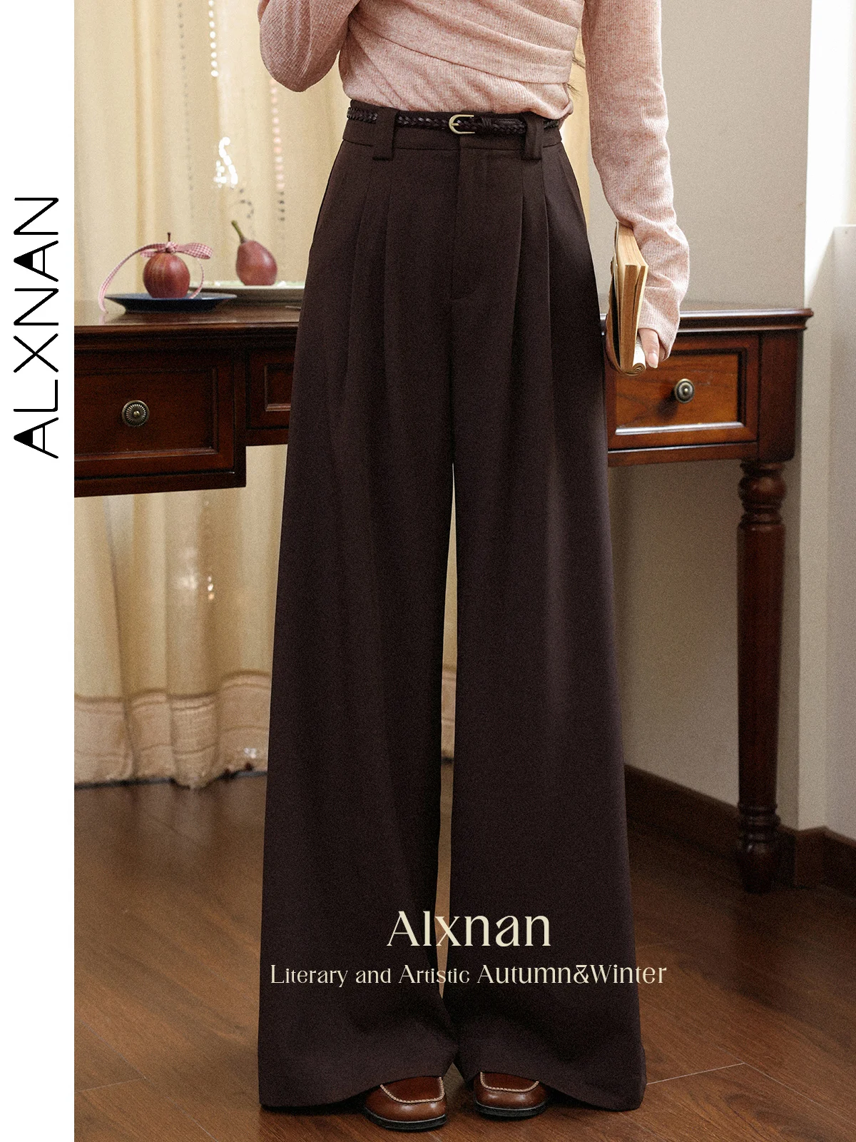 ALXNAN женские брюки коричневые