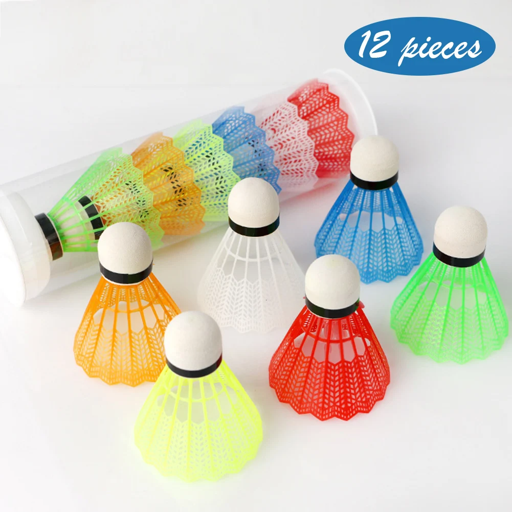 12pcs Plastic Training Ball Lightweight Badminton for Hitting Practice Portable Shuttlecocks for Training for Kids Entertainment