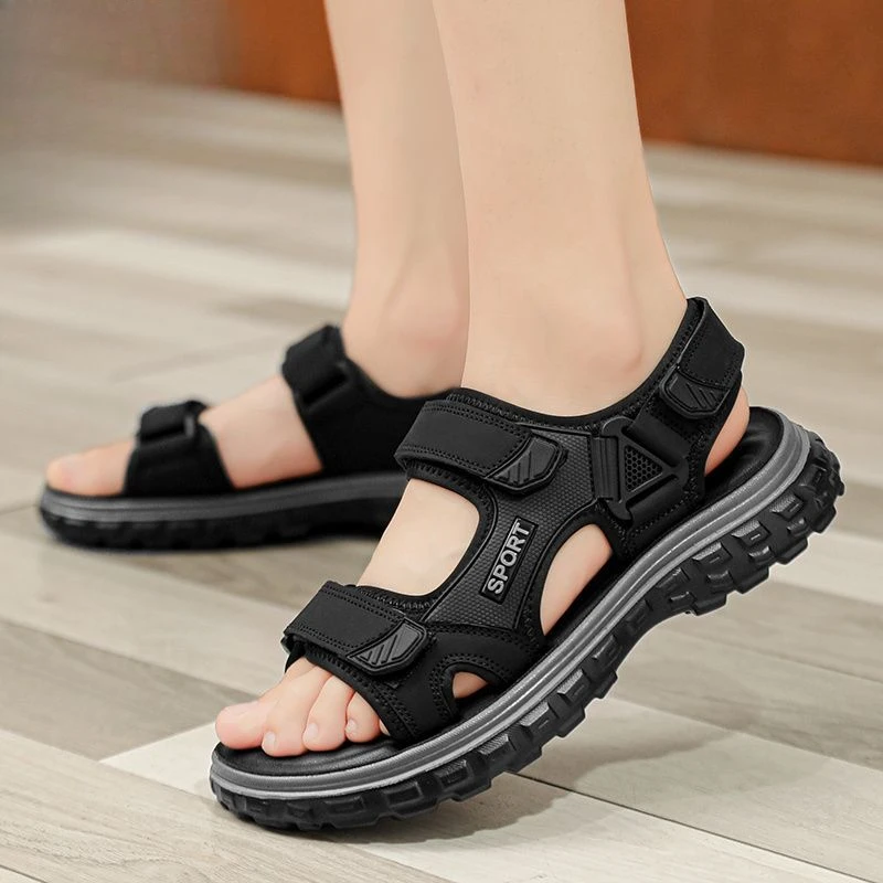 

Men's Breathable Sport Sandals, Adjustable Velcro Strap Open-Toe Trekking Shoes, Non-slip Thick Sole Outdoor & Beach Footwear